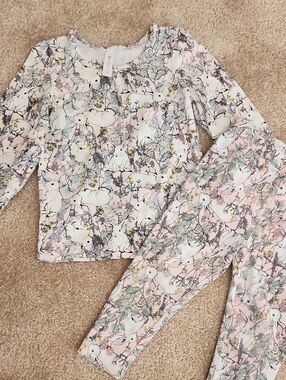 Dymples Girl Pink Bunny & Floral Long-Sleeve Play Set Size 2